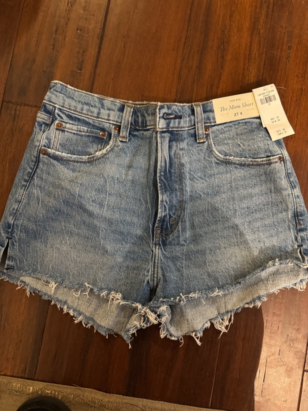 Abercrombie & Fitch Light Blue Distressed Mom Jean Shorts